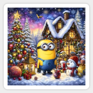 Merry Minions: Festive Christmas Art Prints Featuring Whimsical Minion Designs for a Joyful Holiday Celebration! Sticker